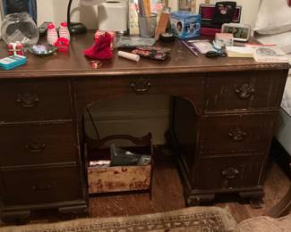 Antique Mahogany Kneehole Writing Desk