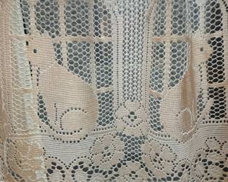 Vintage Nottingham-Style Lace Curtain Panel