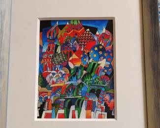 Anatole Krasnyansky "St. Basil's Cathedral" Inspired Abstract Serigraph