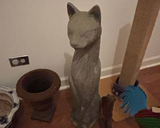 Cast Stone Egyptian Revival Cat Statue - Bastet Style