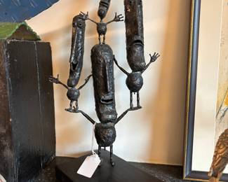 Modernist Bronze Totemic Figural Sculpture