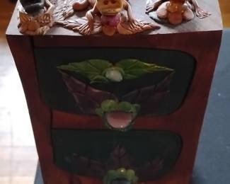 Hand-Carved Figural Monkey Jewelry Chest