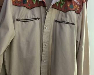 Vintage Sears Western Wear Cactus Embroidered Shirt