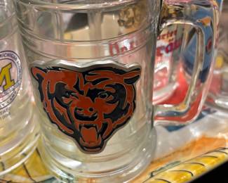 Vintage Chicago Bears Fisher Nuts Glass Beer Mug
