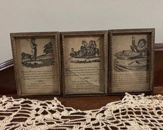Set of Three Antique Nursery Rhyme Engravings
