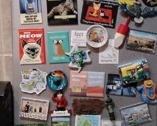 Collection of Assorted Cat-Themed and Souvenir Refrigerator Magnets
