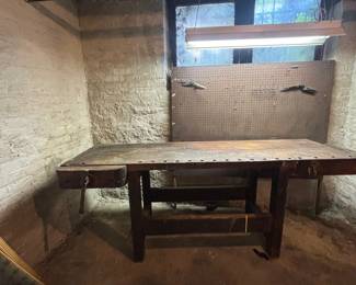 Antique Carpenter's Workbench with Face Vise