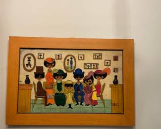 Arturo Mexico "Family Portrait" Mid-Century Modernist Painting