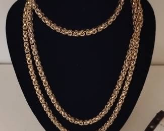 Gold Tone Byzantine Link Necklace