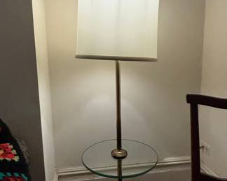 Vintage Stiffel Brass Floor Lamp with Glass Table