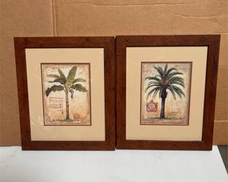 Pair of Chad Barrett Banana and Date Palm Prints, Burl Frames (2/3)