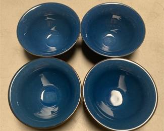 Blue Tiered Ceramic Bowls, Set of Four (4/5)