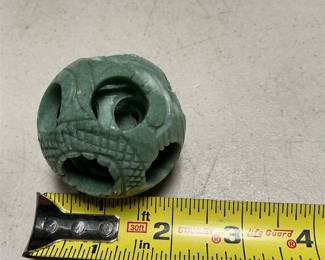 Carved Green Stone Chinese Puzzle Ball (4/4)