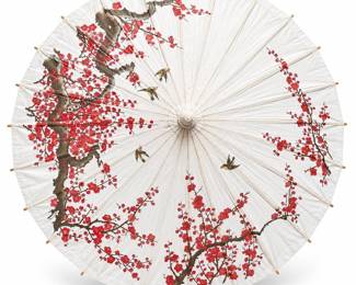 Paper Parasol with Cherry Blossoms and Birds