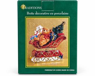 Traditions Porcelain Christmas Sleigh Keepsake Box