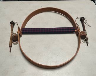 Wooden Folding Quilting Hoop & Turned Wood Pieces (3/4)