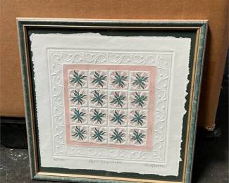 Judy Severson “Quilt–Tulip Wreath” Framed Embossed Paper Art (2/5)