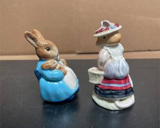 Two Beatrix Potter Rabbit Figurines with Mrs. Rabbit (3/6)