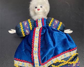 Russian Porcelain Doll in Blue Folk Costume (4/5)