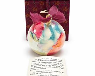 Chase International Reverse-Painted Glass Ornament