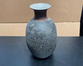 Signed Studio Pottery Vase with Dotted Decoration (3/4)