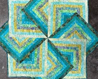 Batik Patchwork Pinwheel Quilted Table Topper (2/2)