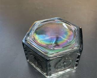 Tiara Colonial Blue Carnival Glass Covered Candy Box (5/5)