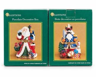 Traditions Santa & Nutcracker Porcelain Keepsake Boxes
