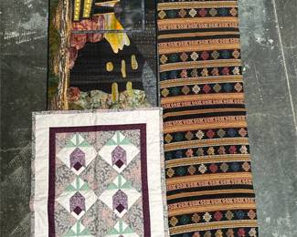 Patchwork Quilted Panels and Fringed Woven Runner (2/2)