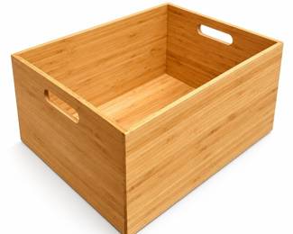 Rectangular Bamboo Storage Box with Handles