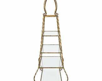 French Style Metal and Glass Obelisk Étagère
