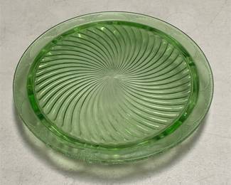 Anchor Hocking Spiral Green Footed Cake Plate (4/5)