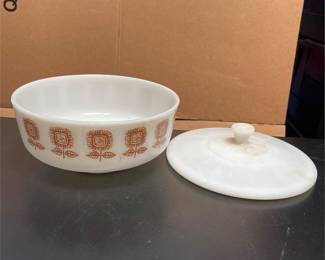 Federal Glass Brown Sunflower Covered Serving Bowl (2/3)