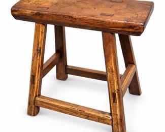Primitive Wooden Stool with Mortise and Tenon Joinery