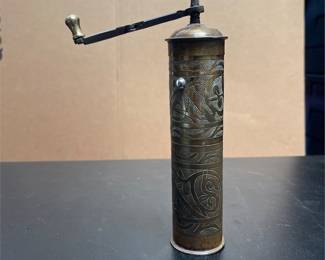 Turkish-Style Engraved Brass Coffee Grinder (2/4)