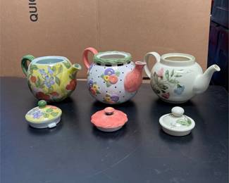 Floral Ceramic Teapots Including Mary Engelbreit (5/6)