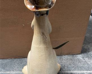 Glazed Ceramic Rabbit Figurine with Metal Flower (3/5)