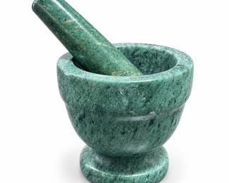 Green Marble Pedestal Mortar and Pestle