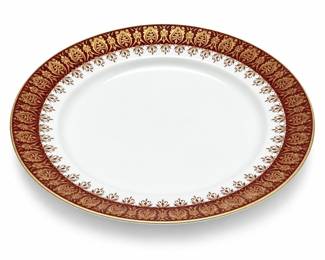 Stetson China Plate with Burgundy and Gold Border