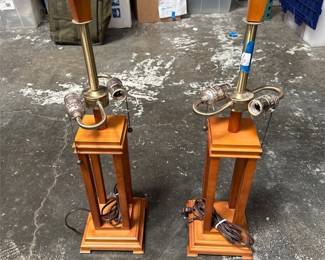 Pair of Mission-Style Wood Table Lamp Bases (2/2)