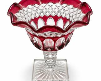 Westmoreland Wakefield Ruby Flashed Glass Compote