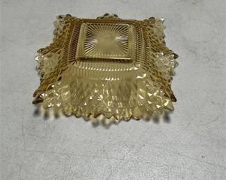 Federal Glass Amber Diamond Pattern Candy Dish (3/5)