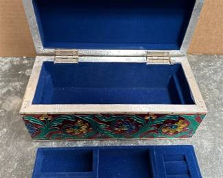 Cloisonné-Style Floral Metal Jewelry Box (3/3)