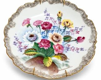 Hand-Painted Floral Plate Signed K. Yamauchi