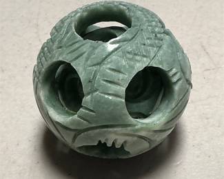 Carved Green Stone Chinese Puzzle Ball (2/4)