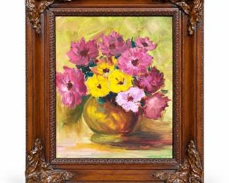 Framed Floral Still Life Painting