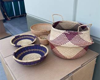 Assorted Woven Baskets with Geometric Designs (4/5)