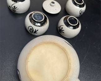Otagiri Stoneware Tea Set with Black Calligraphy (3/4)