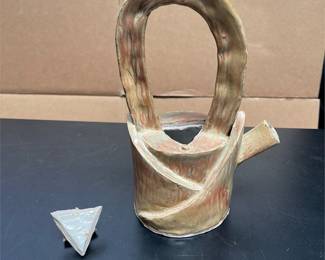 Sculptural Studio Pottery Teapot with Tall Loop Handle (4/5)