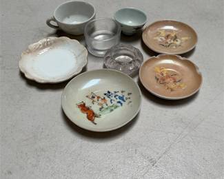 Miniature Ceramic and Glass Dishes with Cat Cup and Saucer (2/5)